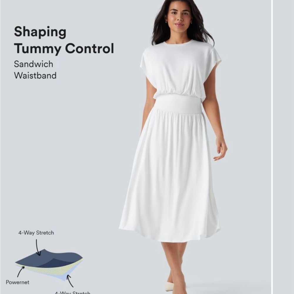 HALARA White Shaping Tummy Control Dress